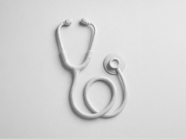 Illustration eines Stethoskops - Symbol für Gesundheitswesen, Arztpraxen und professionelle Online-Kommunikation.